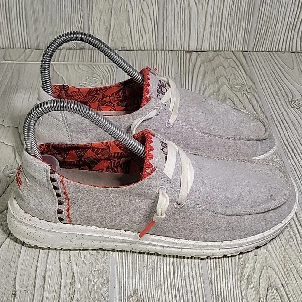 Hey Dude Wendy Fawn Inca Grey Loafers Womens Size 6